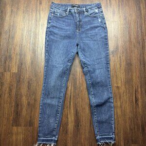 Judy Blue Skinny Jeans Medium Wash JB88417 Distressed Hem Women’s Size 13/31